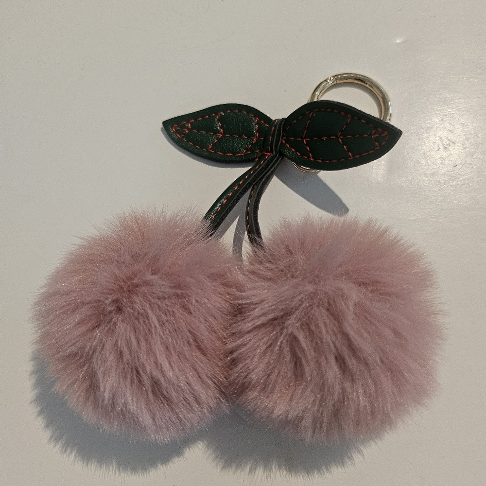 NWOT! Dusty Rose Fluffy Cherry Keychain